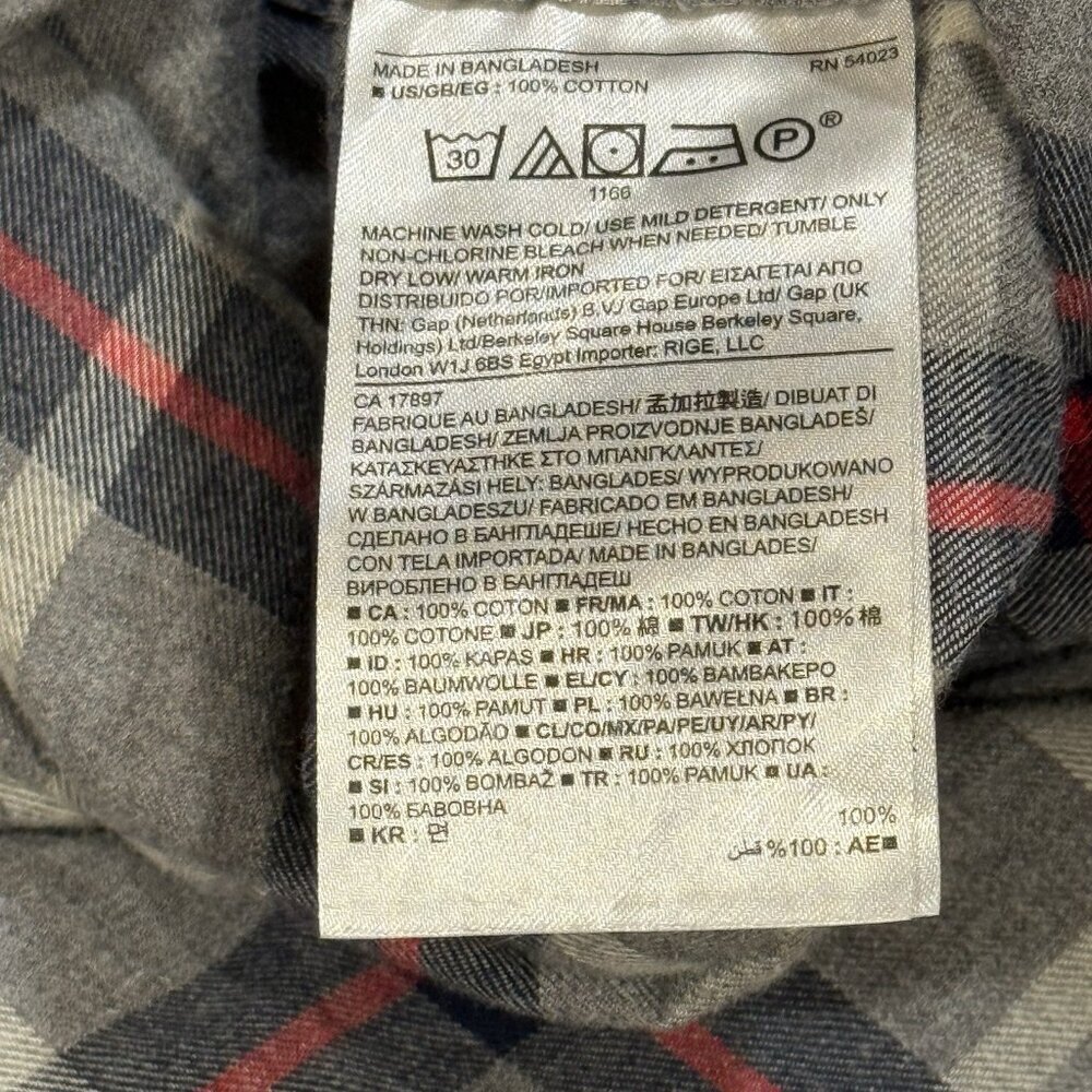 Banana Republic Lightweight Gray Blue Plaid Flannel Shirt Mens Medium - Picture 5 of 7